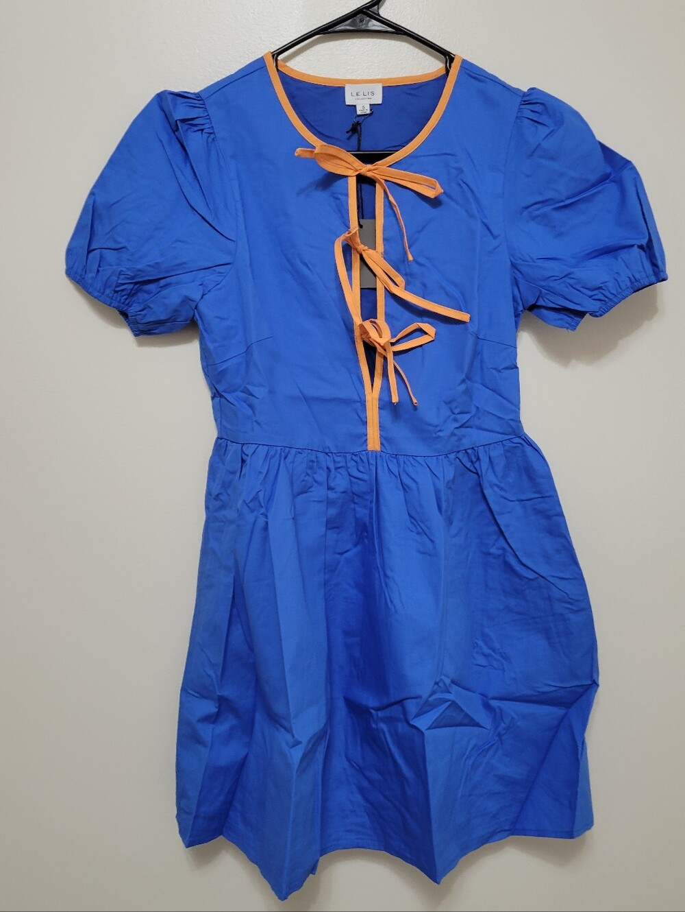 Nwt Le Lis Blue And Orange Cotton Mini Dress